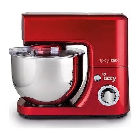 Izzy IZ-1500 Κουζινομηχανή 1400W με Ανοξείδωτο Κάδο 7lt Spicy Red